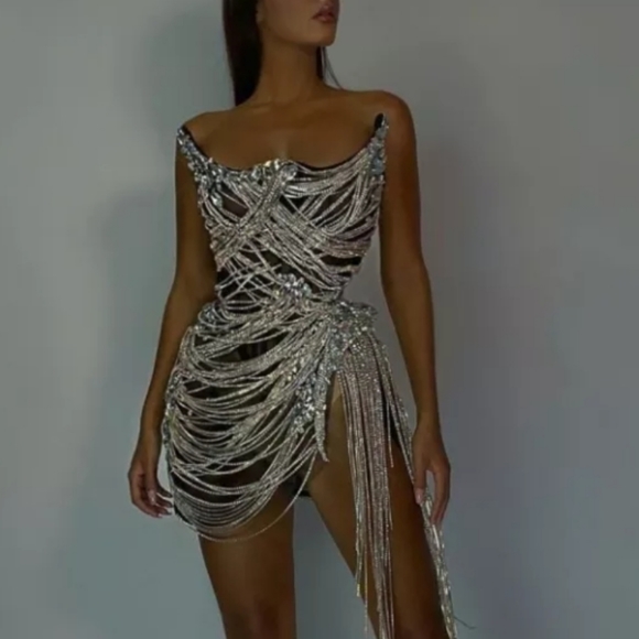 Angel Brinks Tokyo Bejeweled Diamond Birthday New Year Mini Strapless Dress - Picture 10 of 16